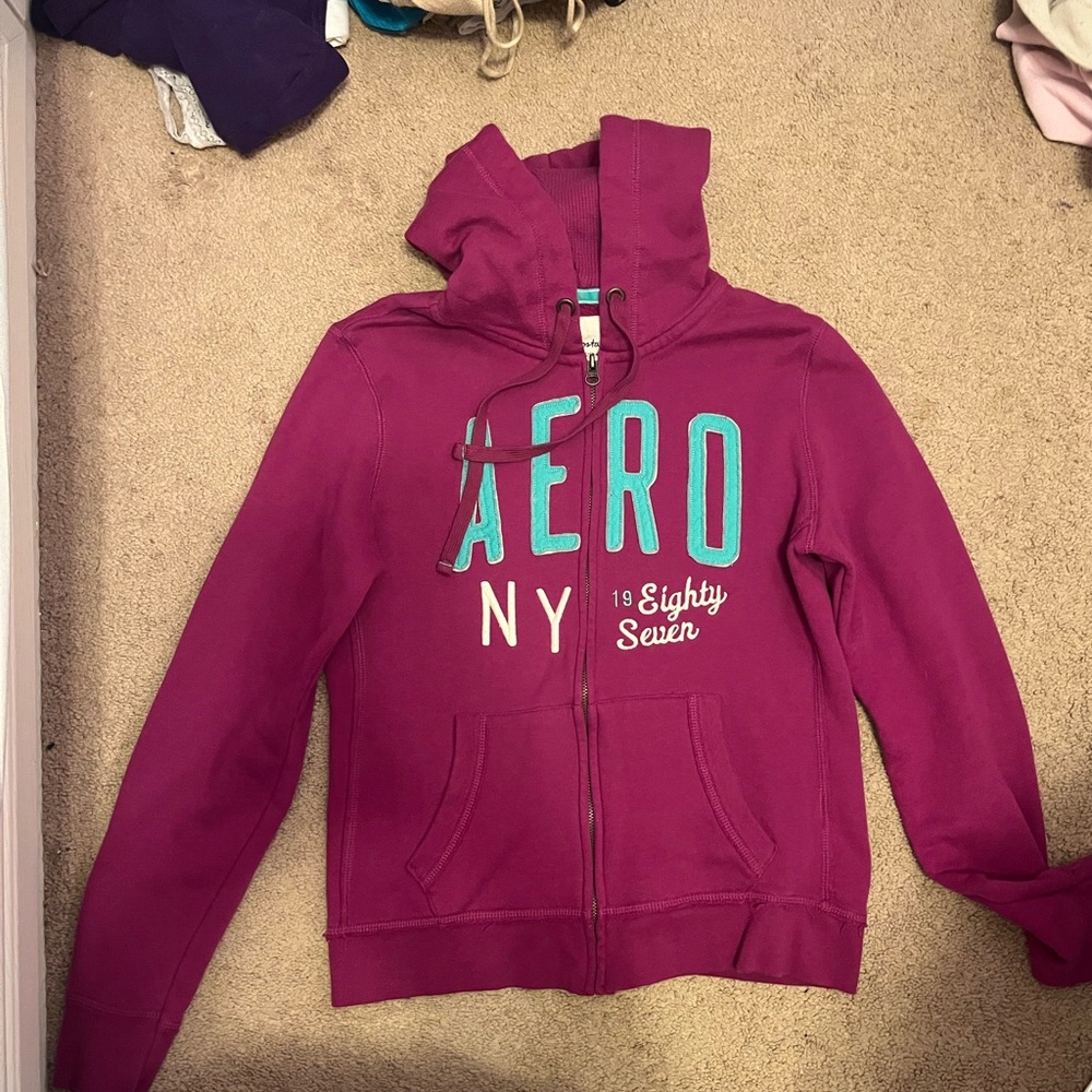 Aeropostale Pink Hoodie with Teal Lettering